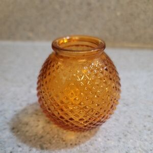 Set of 3 Vintage Amber Hobnail Vase